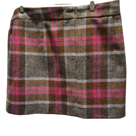 Boden British Tweed Wool Plaid Clueless Y2K Style Mini Skirt Pink & Gray Size 14 - Picture 2 of 7